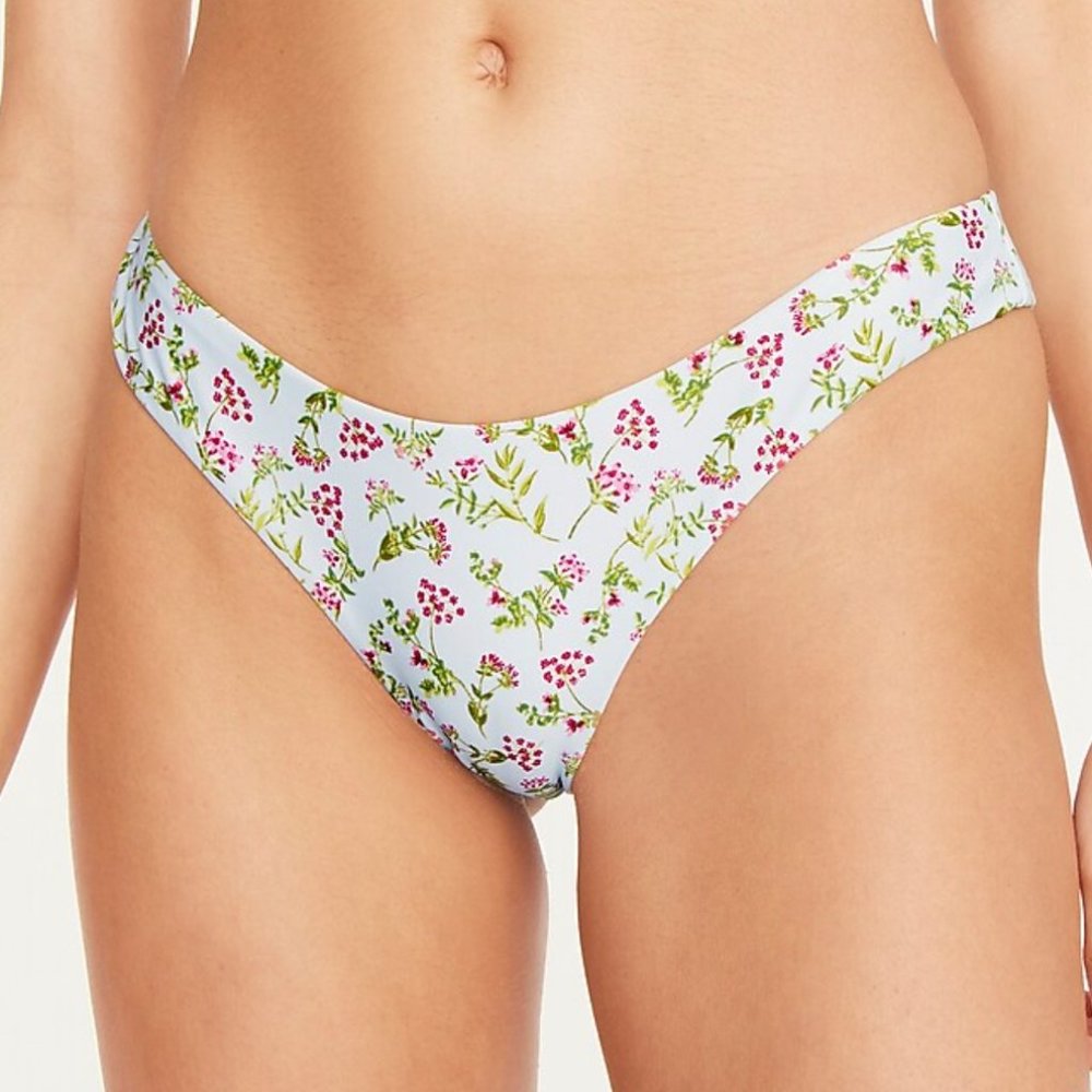 J. Crew Scoopneck Curved Waist Cheeky Bikini Cloud Meadow Floral NWT - Picture 3 of 8